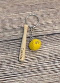 Softball and Bat Engraved Keychain