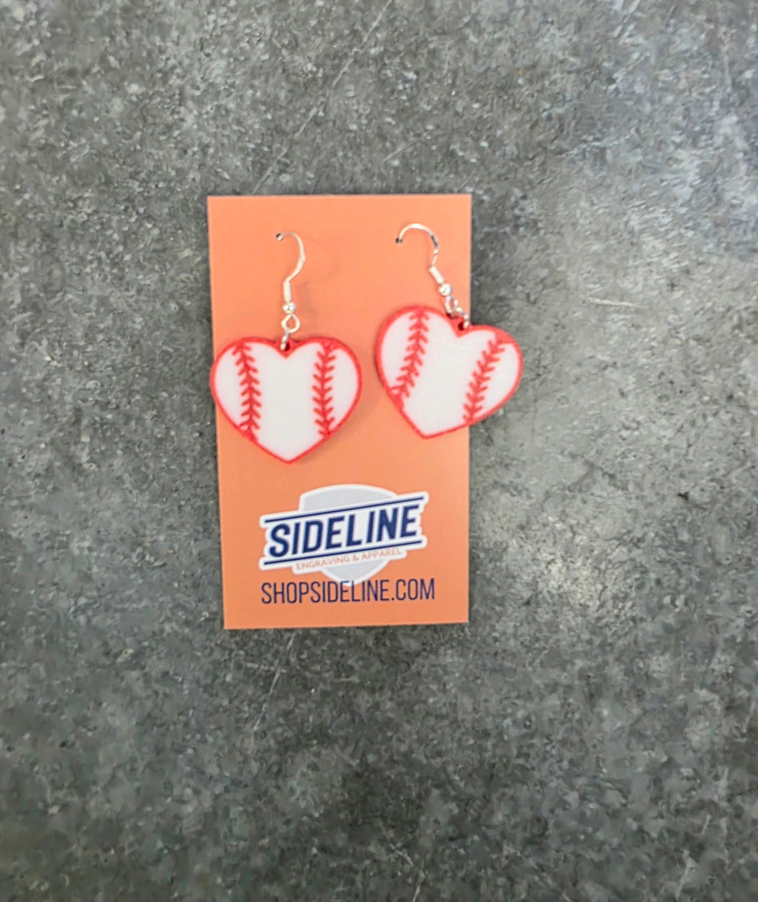 Baseball Heart Earrings 3D Print