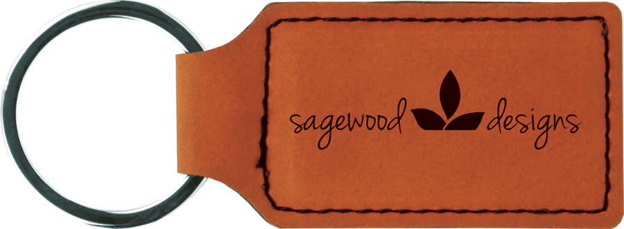 Baseball Leatherette Rectangle Keychain