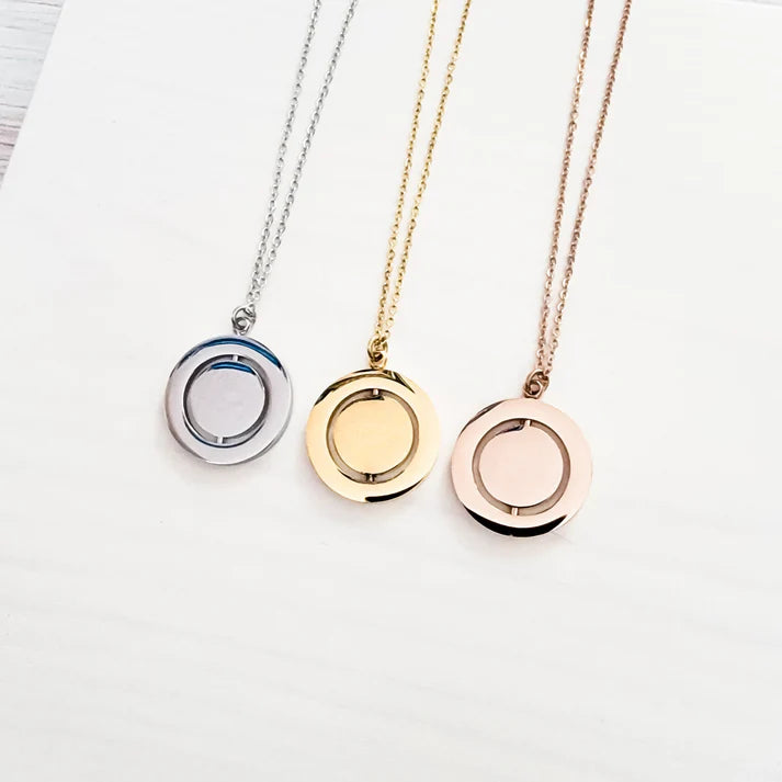 Rotating Circle Necklace (Silver or Gold) Custom Engraving