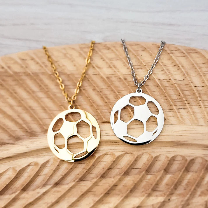 Soccer Necklace (Silver or Gold) Custom Engraving